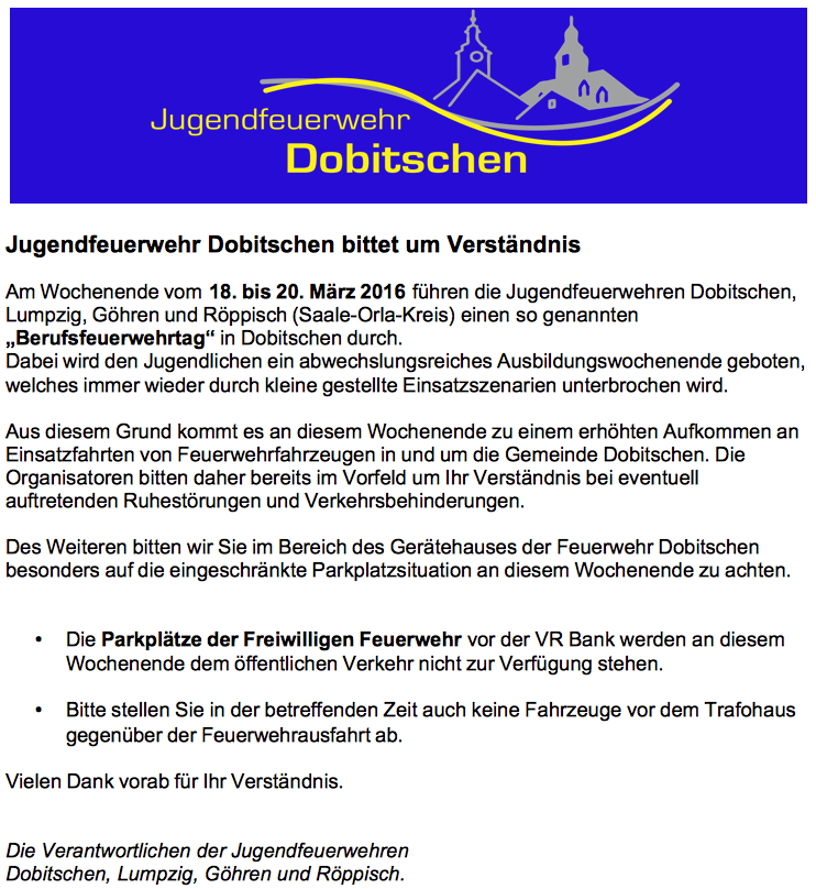 Feuerwehr Dobitschen Ankundigung Berufsfeuerwehrtag 18 03 2016